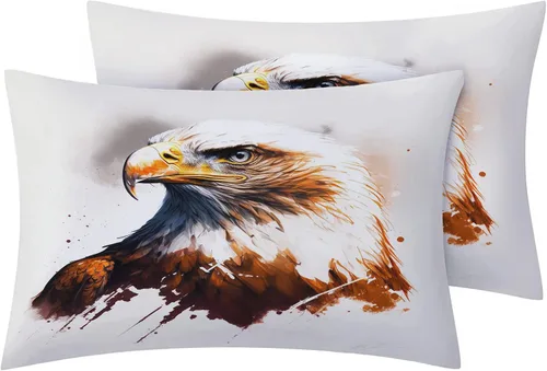 Vista 2 de Funda de edredón de águila calva tamaño individual Juego de ropa de cama de pájaros animales 2 piezas Funda de edredón
