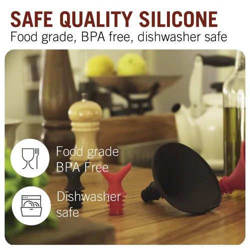 Vista 4 de Embudo de silicona Stedi de Monkey Business para llenar botellas, embudo de cocina para transferencia de líquido de botella de agua, herramienta
