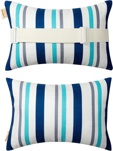 Vista 11 de Almohada para silla de playa al aire libre, almohadas para silla de piscina con inserto y rayas elásticas ajustables para sillón reclinable