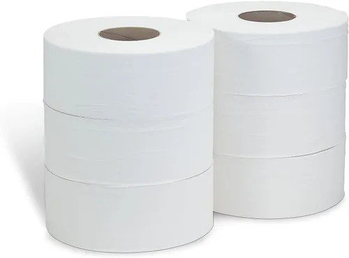 Vista 3 de Coastwide Papel higiénico profesional reciclado jumbo, 2 capas, blanco, 1000 pies/rollo, 6 rollos/caja