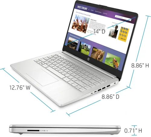 Vista 3 de HP Laptop HD de 14", Intel Core i5-1035G1, gráficos Intel UHD, 8 GB SDRAM, SSD de 256 GB, plata natural, Windows 10