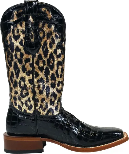 Vista 4 de Johnny Ringo - Botas occidentales para mujer, puntera cuadrada, piel de patente 628-13C B (M)
