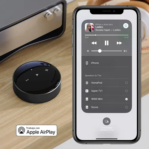 Vista 4 de WiiM Mini AirPlay 2 - Streamer de audio inalámbrico, estéreo multihabitación, preamplificador, funciona con asistentes de voz Alexa y Siri