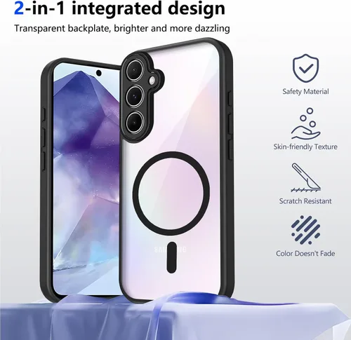 Vista 630 de Funda magnética transparente compatible con Xiaomi 17T, color negro 2 en 1 PC + TPU cubierta de teléfono a prueba de golpes, carcasa protectora