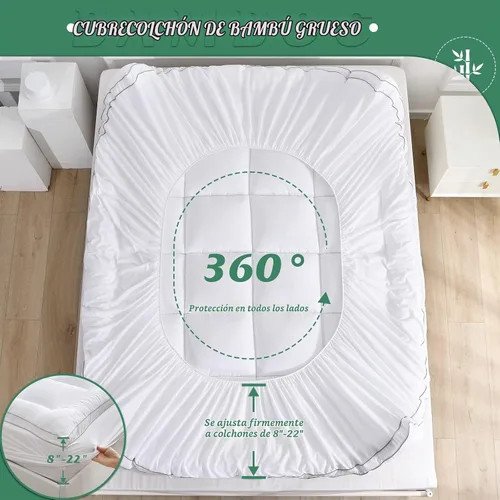 Vista 5 de GRT Cubrecolchón tipo almohada Individual, de rayón con cubierta de bambú, acolchado con relleno alternativo de plumón 3D de 900gsm, colchón