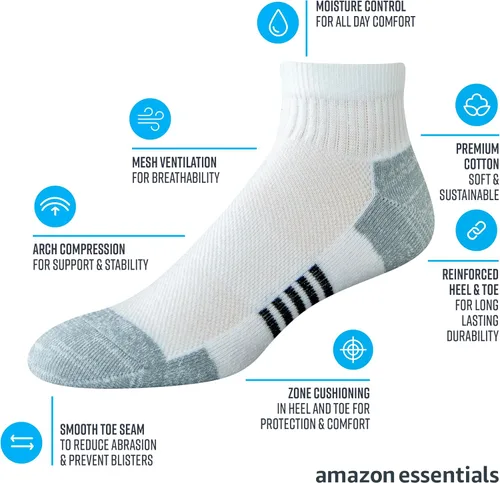 Vista 2 de Tienda Essentials Calcetines deportivos acolchados de algodón para hombre, 6 pares