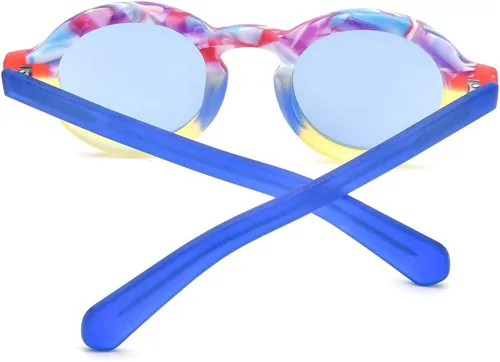 Vista 6 de HEPIDEM Gafas de sol polarizadas redondas retro vintage de acetato mate para mujer 9270T