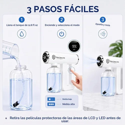 Vista 13 de Nano Mist Spray, pistola de pulverización nano inalámbrica de mano Blanco Ártico