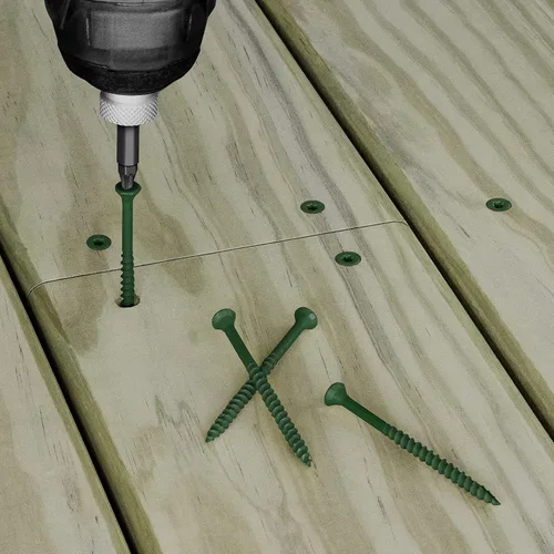Vista 5 de Deck Plus 48408 Tornillos para madera #10 x 3-1/2", verde, caja de 5 libras (paquete de 2)