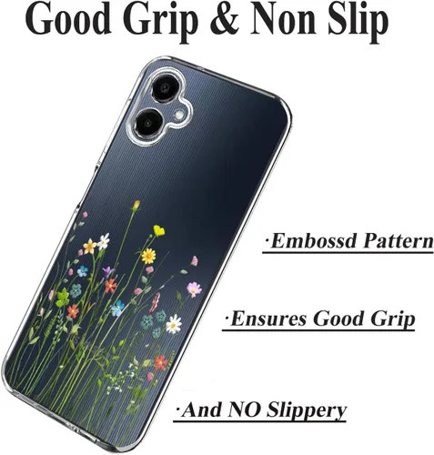 Vista 5 de Unov Funda diseñada para Galaxy A06 4G, funda transparente con [patrón antideslizante en relieve], protección delgada a prueba de golpes