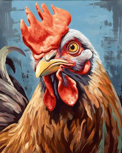 Vista 14 de Tucocoo Bumbers - Pintura de animales de granja para adultos, pintura acrílica por números, pintura acrílica, lienzo, decoración de cocina, gallo