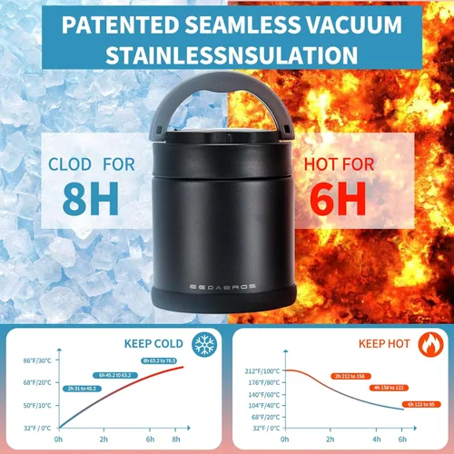 Vista 2 de Termo para comida caliente 33.8 OZ, frasco de comida aislado al vacío para adultos, termo de sopa de acero inoxidable de boca ancha a prueba