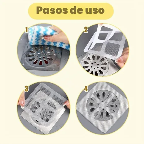 Vista 4 de Calcomanías Desechables para Drenaje de Cabello, Cubierta Desechable de Salida de Ducha de 4" X 4" con Calcomanías de Malla Atrapa-Cabellos