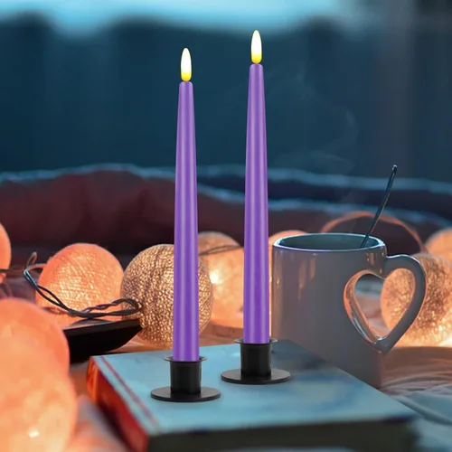 Vista 2 de CVHOMEDECO. Velas cónicas sin llama con control remoto de 10 teclas, velas LED parpadeantes con mecha 3D, funciona con pilas, velas de cera real