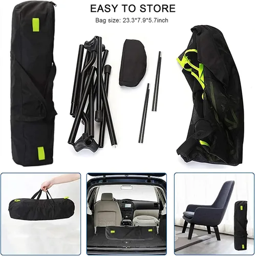 Vista 6 de Silla mecedora para campamento, hamaca con respaldo ajustable, silla plegable para camping, con reposapiés, silla reclinable plegable
