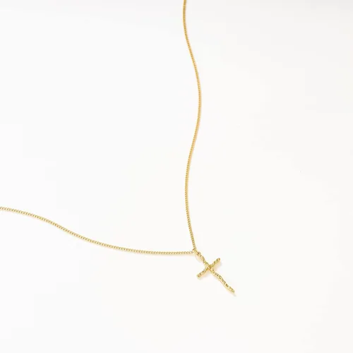 Vista 133 de Fettero - Collar con dije de cruz de fe, chapado en oro de 14 K, cadena fina, minimalista, simple, pequeña, para oración, regalo de joyería religiosa