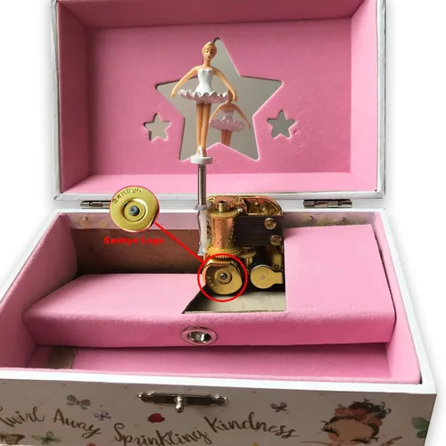 Vista 5 de Play You Are My Sunshine (opción de 60 melodías) Joyero para niños con cajón extraíble para bailarina, caja de música para niñas con mecanismo