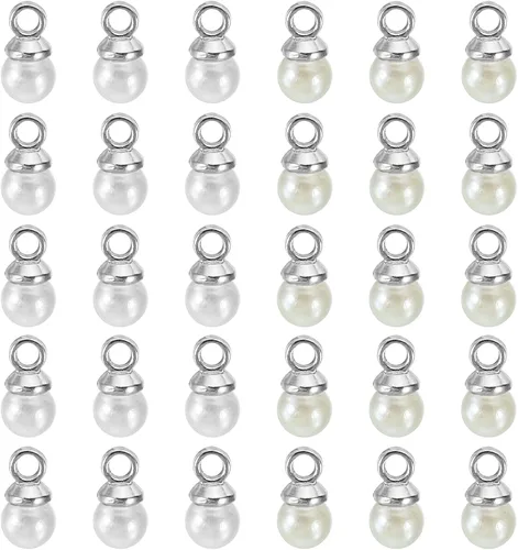 Vista 67 de PATIKIL Abalorio de perlas, 100 cuentas de perlas de imitación de perlas colgantes para bricolaje para hacer joyas, pulseras, aretes, collares Beige