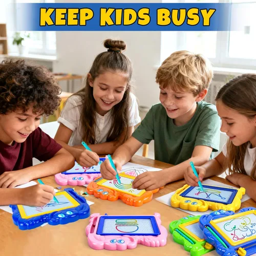 Vista 6 de Hymaz Paquete de 15 tableros de dibujo magnéticos para niños, colorida tableta de dibujo borrable para niños pequeños de 1 a 3 años, almohadilla