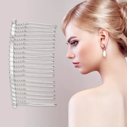 Vista 3 de VOCOSTE 2 accesorios antideslizantes para el cabello, metal, tono plateado, 3 pulgadas