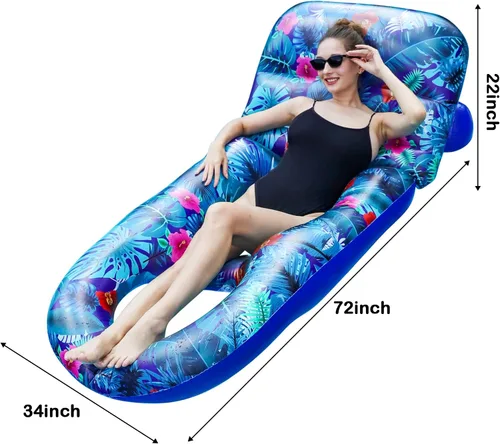 Vista 6 de FindUWill Flotadores de piscina para adultos, tumbona inflable grande para piscina, balsa flotante, flotador de bronceado Sunchill, accesorios