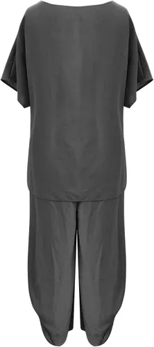 Vista 2 de Conjuntos de lino para mujer, traje de 2 piezas, a la moda, cómodo, de manga corta y pantalones largos, conjunto de verano de dos piezas