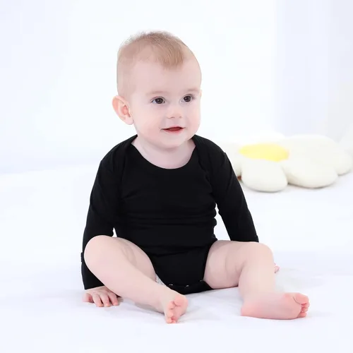 Vista 5 de GUISBY Body para bebé, body de manga larga de rayón para niños y niñas de 0 a 24 meses