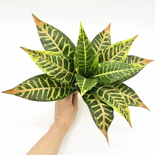 Vista 7 de PASYOU Planta artificial de Aglaonema, plantas falsas de Codiaeum Variegatum, 2 unidades, arbustos de plástico de hoja perenne de magnolia