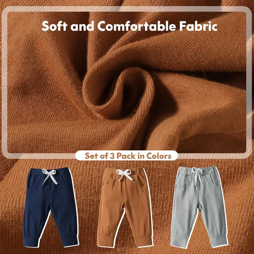 Vista 5 de DREAM BUS Pack of 3 Toddler Jogger Pants with Pocket Toddler Sweatpants Toddler Boy Pants Baby Boy Pants Toddler Leggings