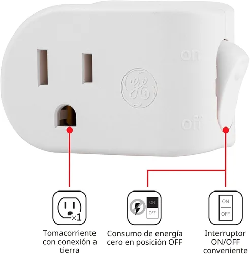 Vista 2 de Interruptor eléctrico con conexión a tierra 25511, color blanco, de General Electric, 25511