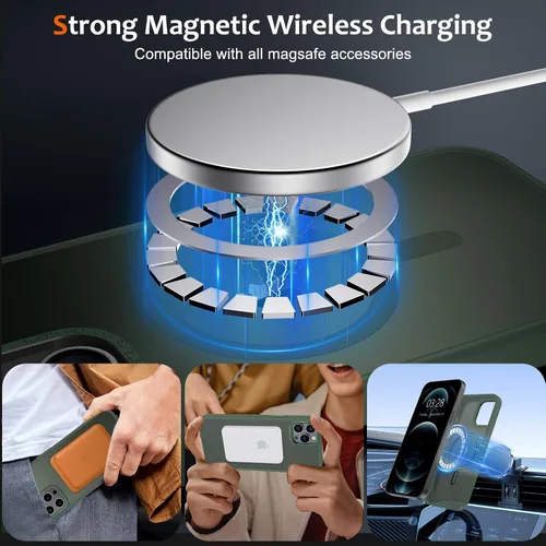 Vista 37 de Anuck - Funda magnética para iPhone 11 compatible con MagSafe, carcasa trasera mate translúcida dura, borde de TPU, delgada, resistente a impactos