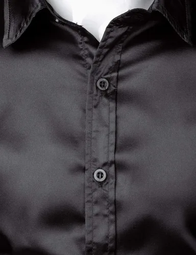 Vista 4 de ZEROYAA Camisas de vestir con botones de satén de seda brillante para hombre