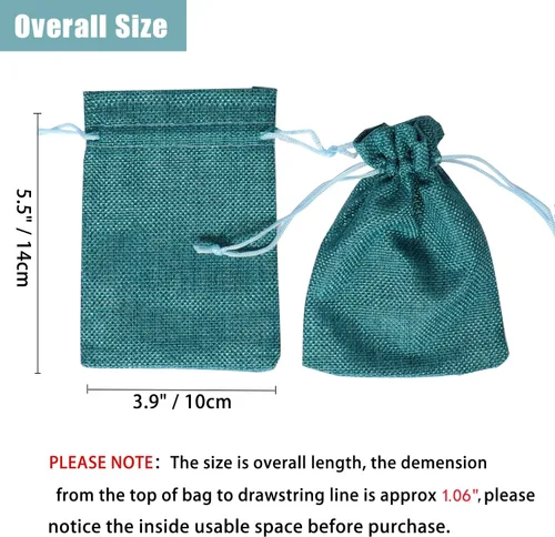 Vista 3 de 50 bolsas de arpillera con cordón, pequeñas bolsas de regalo de lino, bolsas de joyería de yute para recuerdos de boda, fiestas, manualidades