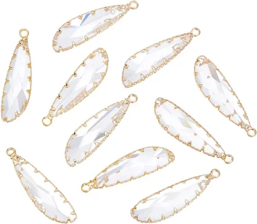 Vista 8 de BENECREAT Colgantes de Cristal de Latón con Dijes, Dijes Facetados en Forma de Gota de Lágrima para Hacer Joyas Accesorios DIY, Latón, vidrio