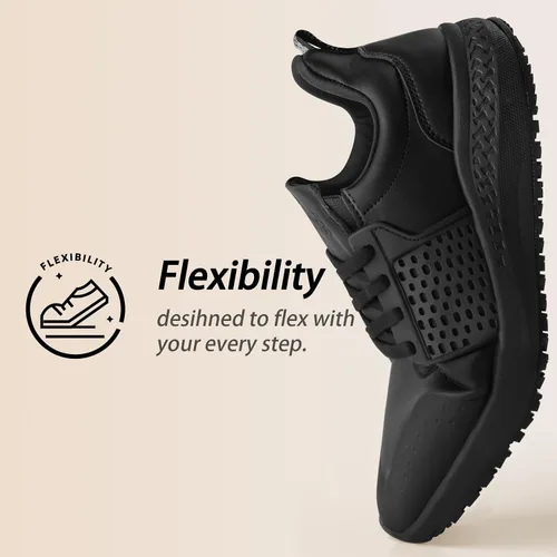 Vista 8 de Zapatos de trabajo antideslizantes para hombres, zapatos de cocina antideslizantes resistentes al agua, para restaurante, chef, servicio