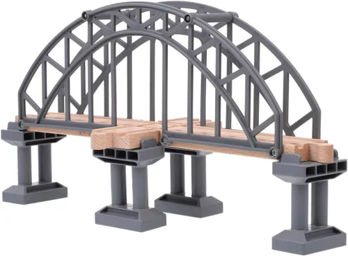 Vista 8 de Toyvian Accesorio de puente de pista de tren de madera para niños, juguete de tren ligero creativo para juego independiente y construcción
