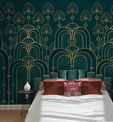 Vista 6 de Murwall Art Deco Wallpaper Soft Geometric Wall Mural Modern Fan and Arches Art Wallpaper