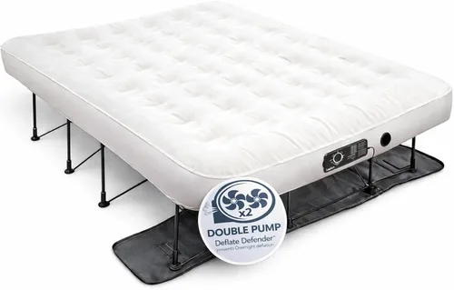 Vista 9 de Ivation EZ-Bed (Individual) Colchón de aire con tecnología Deflate Defender™, bomba automática doble y material laminado de doble capa - Marco