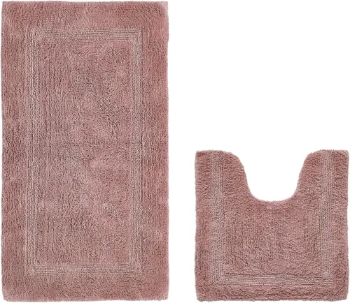 Vista 141 de Better Trends - Juego de 2 alfombras de baño 100% algodón, extra suaves, con borlas, de 17" x 24", alfombra de baño superabsorbente y reversible
