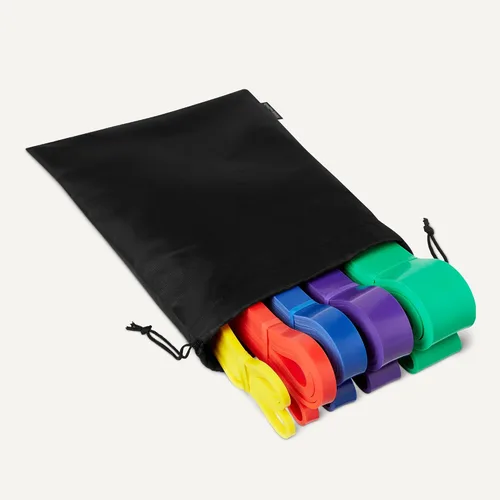 Vista 4 de Amazon Basics Bandas de resistencia de ejercicio para entrenamiento, juego de 5, múltiples niveles de resistencia