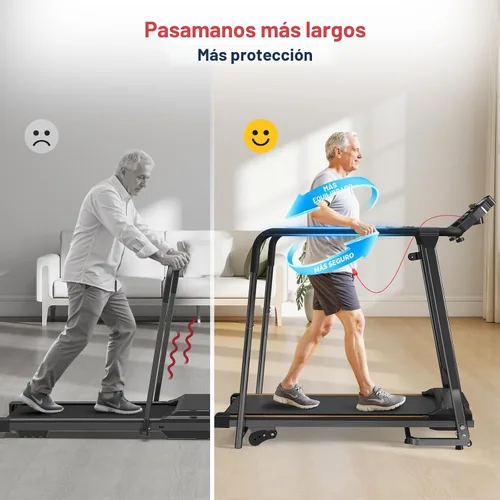 Vista 2 de Redliro Treadmill for Seniors with Long Handrails - Walking Treadmill 0-2% Incline, 300 lbs Capacity, Foldable for Home Small, Auto Lube, Mute &