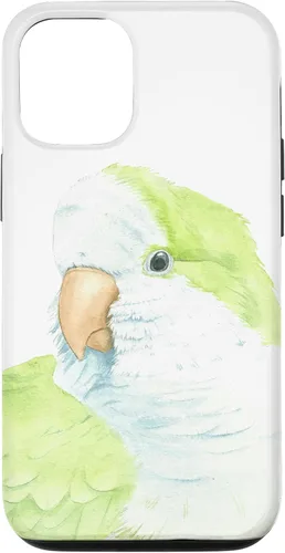 Vista 27 de iPhone 12 Pro Max monje perico quaker acuarela loro retrato caso