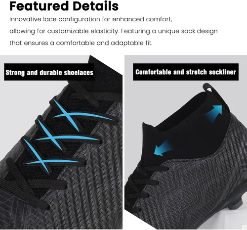 Vista 3 de brooman Zapatos de fútbol al aire libre para hombres y jóvenes con tacos de fútbol para exteriores