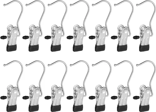 Vista 11 de Paquete de 30 ganchos organizadores de leggings para armario, soporte para botas, clips para colgar, perchas multifuncionales portátiles de un solo