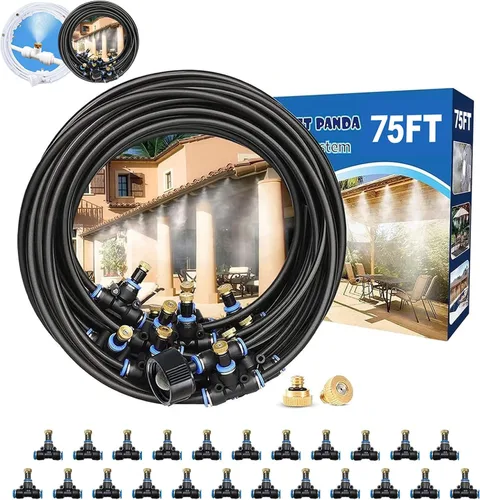 Vista 5 de POCKET PANDA Misters de ventilador para enfriar al aire libre, kit de nebulización de ventilador. Anillo Mister integrado para exterior con válvula