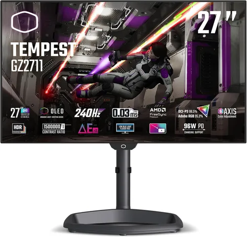 Vista 14 de Cooler Master Monitor curvo de 27 pulgadas sin marco 240Hz FHD 1920 x 1080 para computadora de escritorio, VA 8 bits con punto cuántico, 0.5 ms