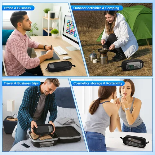 Vista 5 de Funda organizadora de artículos electrónicos, bolsa de malla con cremallera, accesorios de almacenamiento para mouse, cable, cables, unidad flash