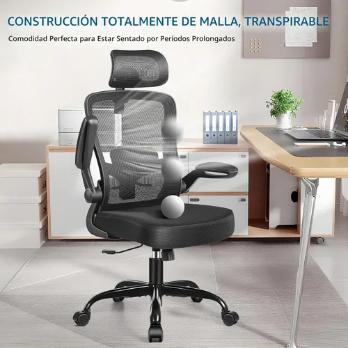 Vista 7 de FelixKing Silla de Oficina, Silla de Escritorio con Soporte Lumbar Ajustable, Silla de Computadora Ergonómica con Respaldo Alto y Respaldo de Negro