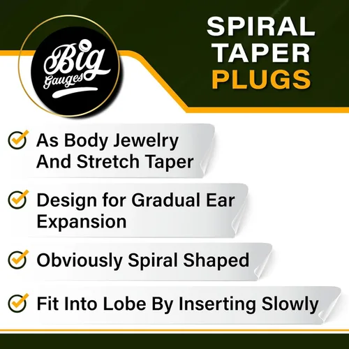 Vista 5 de Par de tapones expansores en espiral de acero quirúrgico anodizado azul claro 316L para piercings de joyería de oído estirador de carne pendiente