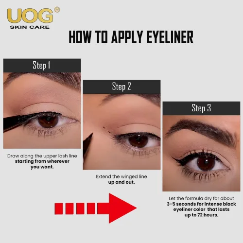Vista 4 de UOG (United One Liquid Eyeliner Pen - Impermeable, a prueba de manchas y de larga duración (hasta 72 horas), secado rápido. Sin saltos, resistente a
